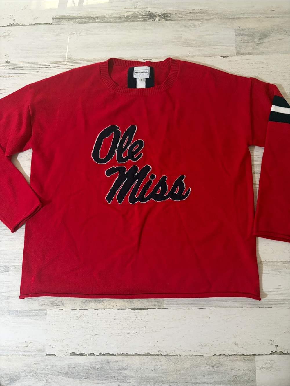 Ole Miss Red Crewneck Knit Sweater - Picture 2 of 10